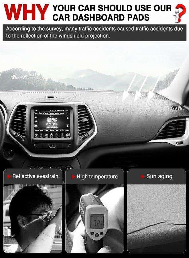 Autorder Dashboard Cover Mat for 2014-2023 Jeep Cherokee Accessories Dash Cover Flannel Dash Mat Sunshade Glare UV Rays Protector (Not Fit Grand Cherokee) - Image 2