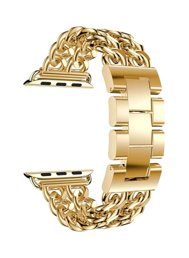 Voberry Double Row Cowboy Chain Metal Replacement Band For Apple Watch Series 4 44mm Gold - Image 1