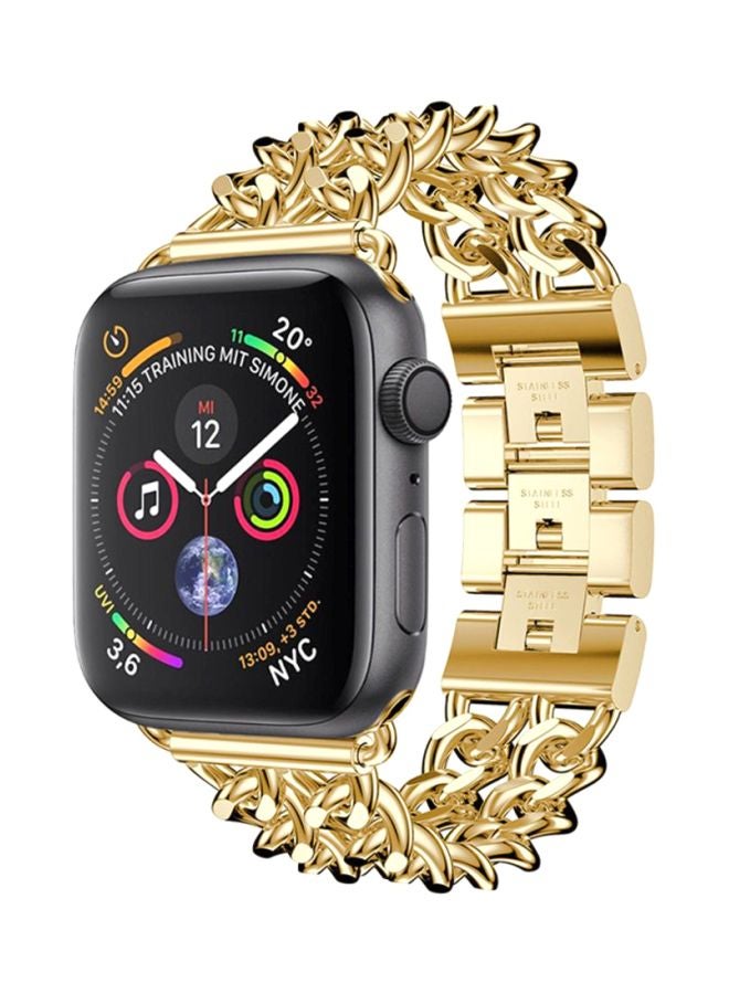 Voberry Double Row Cowboy Chain Metal Replacement Band For Apple Watch Series 4 44mm Gold - Image 3