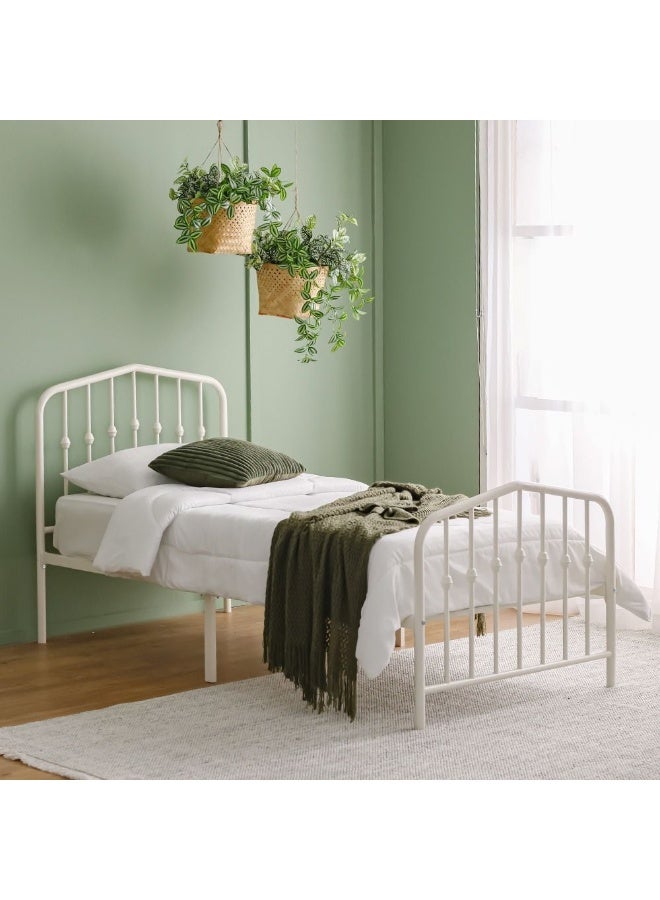 DANUBE HOME سرير مفرد معدني بيللا أبيكس 90x200 | تصميم حديث للأطفال - أبيض - Image 1