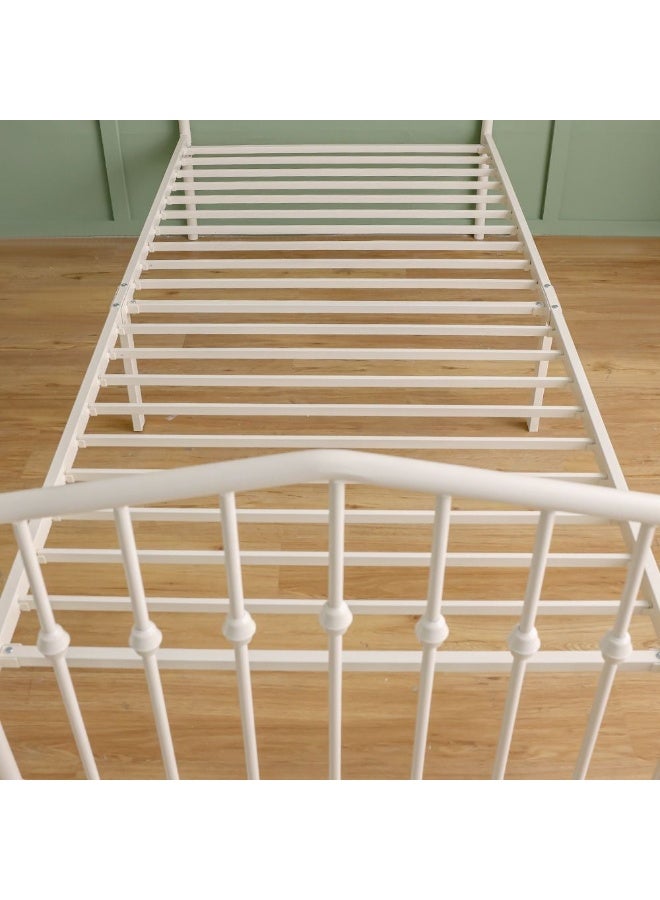 DANUBE HOME سرير مفرد معدني بيللا أبيكس 90x200 | تصميم حديث للأطفال - أبيض - Image 4