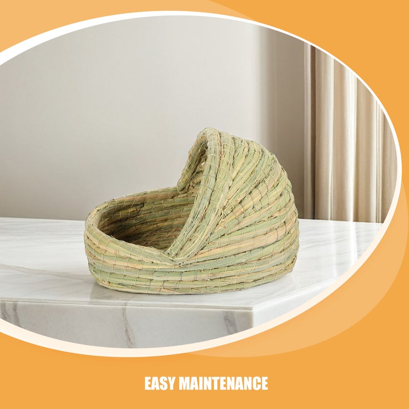 Bird Nest Cage: Woven Small Animal Breeding Nest Bed Bird House Cage Accessories for Parrot Beige - Image 3