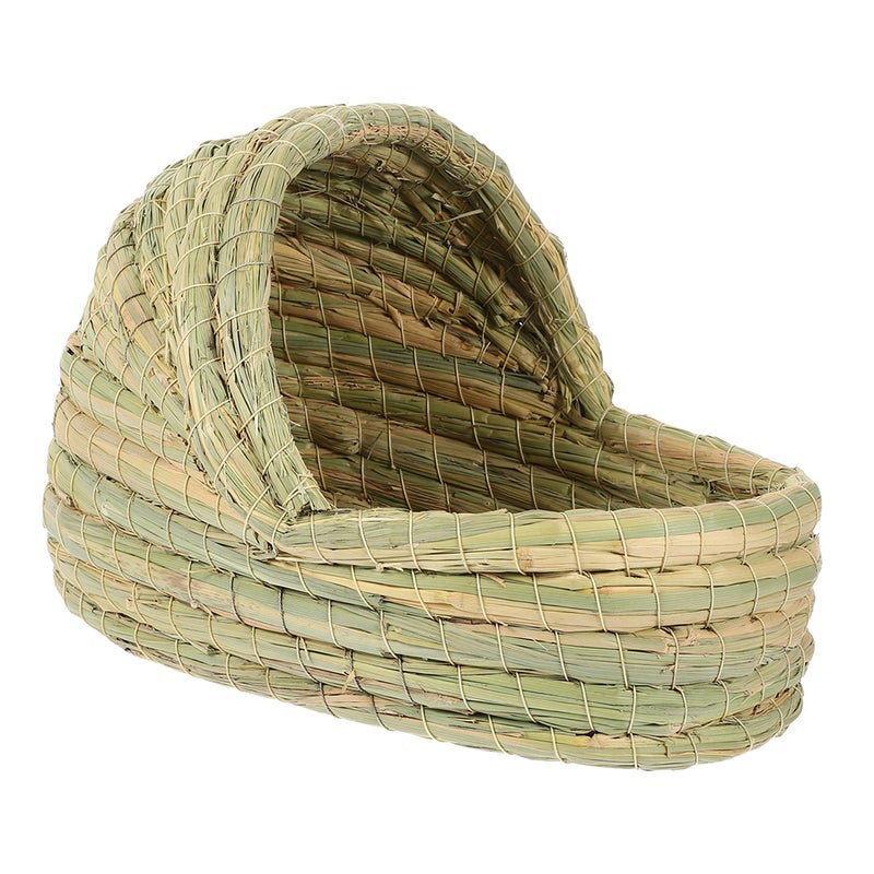 Bird Nest Cage: Woven Small Animal Breeding Nest Bed Bird House Cage Accessories for Parrot Beige - Image 1