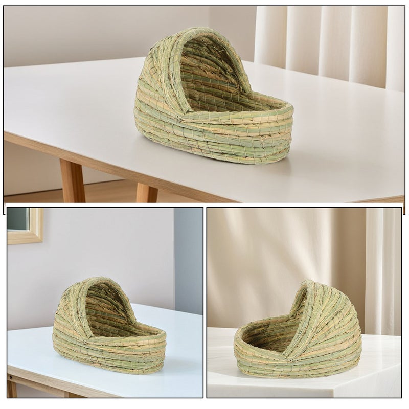 Bird Nest Cage: Woven Small Animal Breeding Nest Bed Bird House Cage Accessories for Parrot Beige - Image 4
