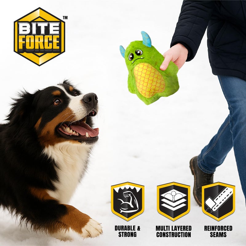 Bite Force Dog Toy - Large Durable & Strong Plush Green Monster Dog Toy, Kevlar-Reinforced for Aggressive Chewers - Image 3