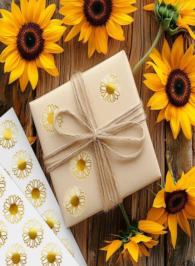 joycraft 420Pcs Sunflower Stickers, 1.4 inches Gold Foil Sunflower Stickers, Clear Self-Adhesive Labels, Flower Labels for Gift Wrapping Baby Shower Wedding Party Favor - Image 5