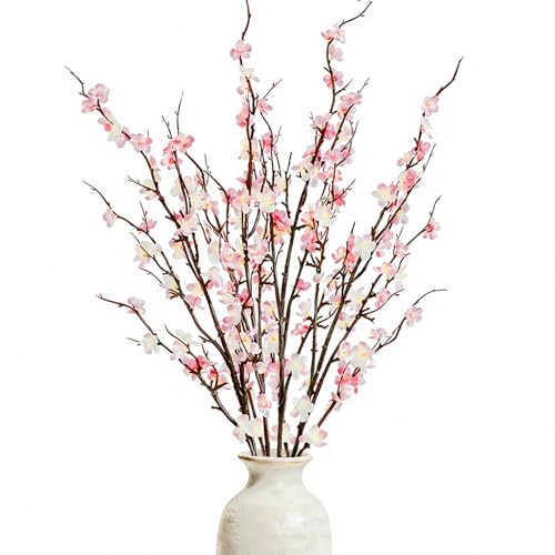 Cherica 4 Pcs Cherry Blossom Branches 39 Inch Pink Fake Flowers Spring Decorations for Home Decor Artificial Flowers Long Stem Branches for Vase Wedding Office Party Table Decor Centerpieces - Image 1