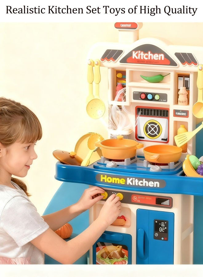 Kitchen Playset for Kids,51cm High Kitchen Pretend Play Toy Set with Realistic Lights and Sounds,Simulation of Spray and Play Sink,Fruit Vegetable Tea Playset and Cookware Set Fruit,31Pcs Fashion Kitchen Toys Set, Kitchen Sink Toys with Flowing Water for 3+ Year Old Boys and Girls,Pink - Image 3