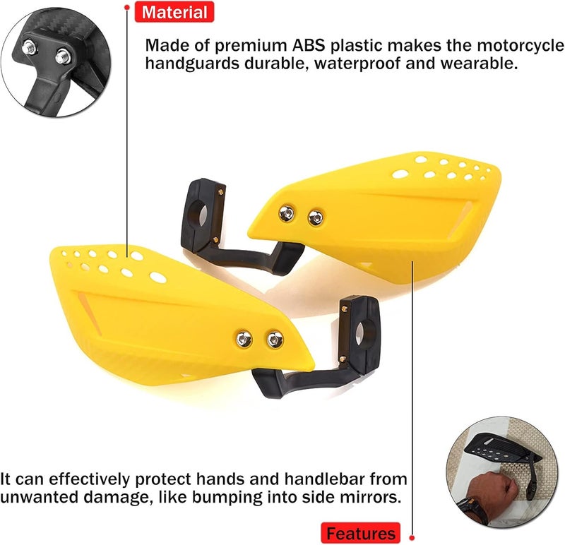 SOPINEKO 7/8" 22mm Motorcycle Handguards Handlebar Protector Gear for Dirt Bike ATV Yamaha Kawasaki Suzuki Honda(Yellow) - Image 2
