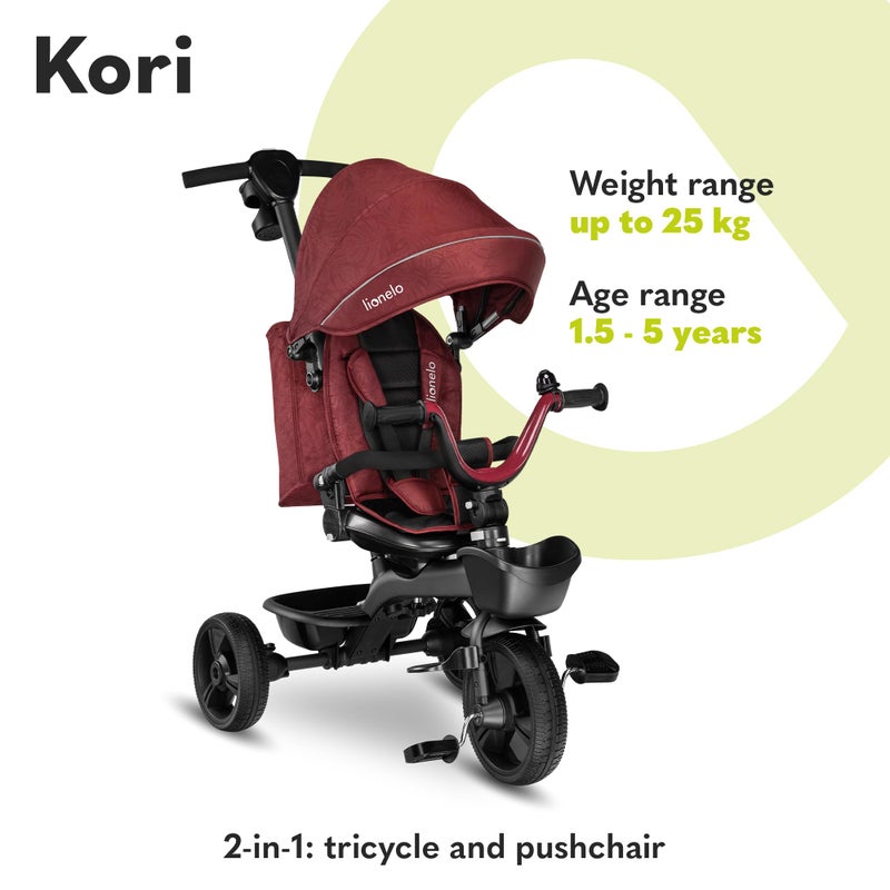 lionelo LIONELO Kori 2in1 Pushchair Three wheeler for Kids from 18 months to 5 years up to 25 kg Tricycle/Stroller Bike with Parent steering control, 360-deg swivel seat Harness Canopy Bucket Bag Cup Holder  - Image 2