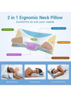 KYD Butterfly Cervical Memory Foam Pillow, Ergonomic Pillows For Neck And Shoulder Pain Relief, Orthopedic Contour Neck Support Pillows For Side, Back And Stomach Sleepers With Washable Cover  - Image 2