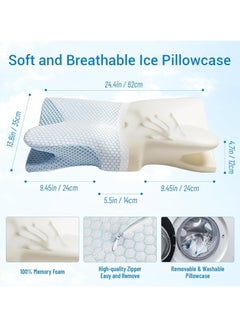 KYD Butterfly Cervical Memory Foam Pillow, Ergonomic Pillows For Neck And Shoulder Pain Relief, Orthopedic Contour Neck Support Pillows For Side, Back And Stomach Sleepers With Washable Cover  - Image 3