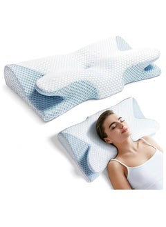 KYD Butterfly Cervical Memory Foam Pillow, Ergonomic Pillows For Neck And Shoulder Pain Relief, Orthopedic Contour Neck Support Pillows For Side, Back And Stomach Sleepers With Washable Cover  - Image 1