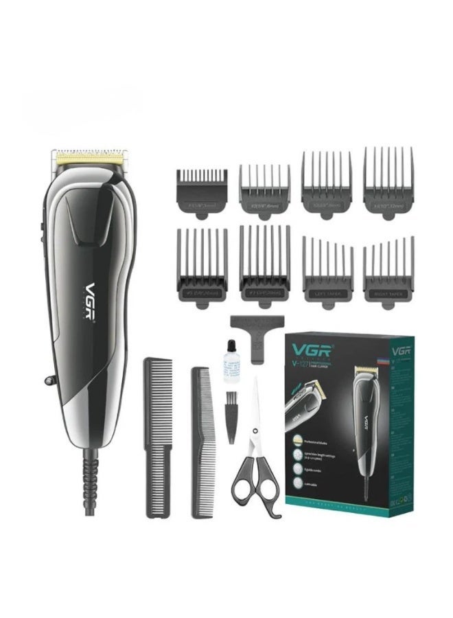 ماكينة حلاقة V-127 السلكية بـ 8 أمشاط تدريج و كابل بطول 2 متر و شفرات متحركة بـ 3 مستويات