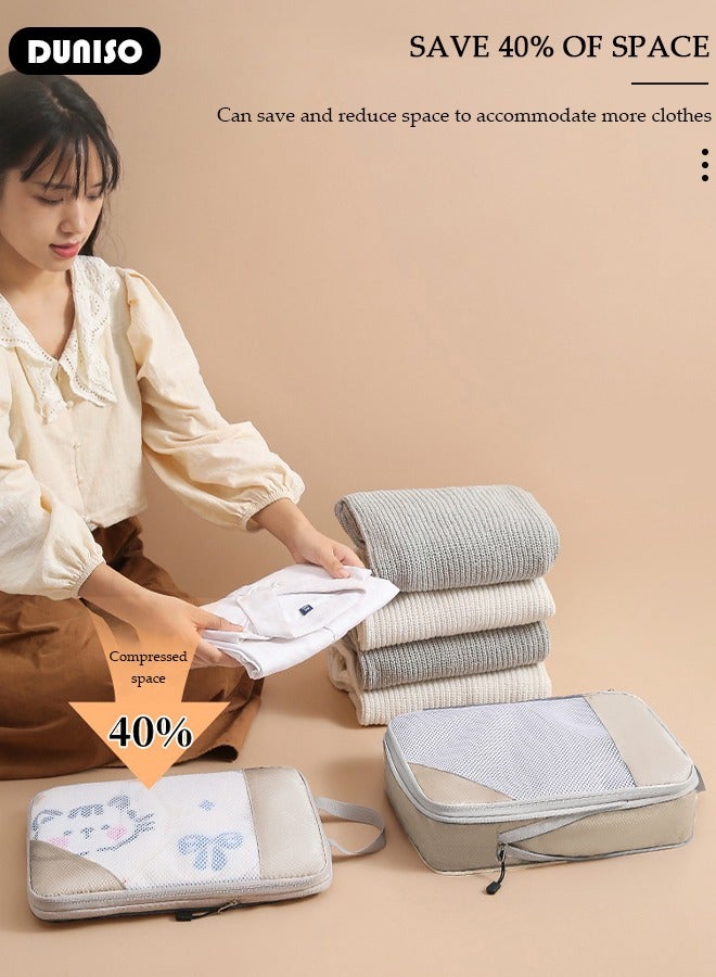 DUNISO 6 PCS Compression Packing Cubes for Suitcase, Waterproof Suitcase Organizer Bags, Compressible Packing Cubes for Carry on Suitcase, Expandable Packing Pouches, Lightweight Luggage Organizer Bags for Travel Essentials Accessories - Image 2