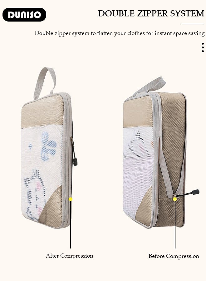 DUNISO 6 PCS Compression Packing Cubes for Suitcase, Waterproof Suitcase Organizer Bags, Compressible Packing Cubes for Carry on Suitcase, Expandable Packing Pouches, Lightweight Luggage Organizer Bags for Travel Essentials Accessories - Image 3