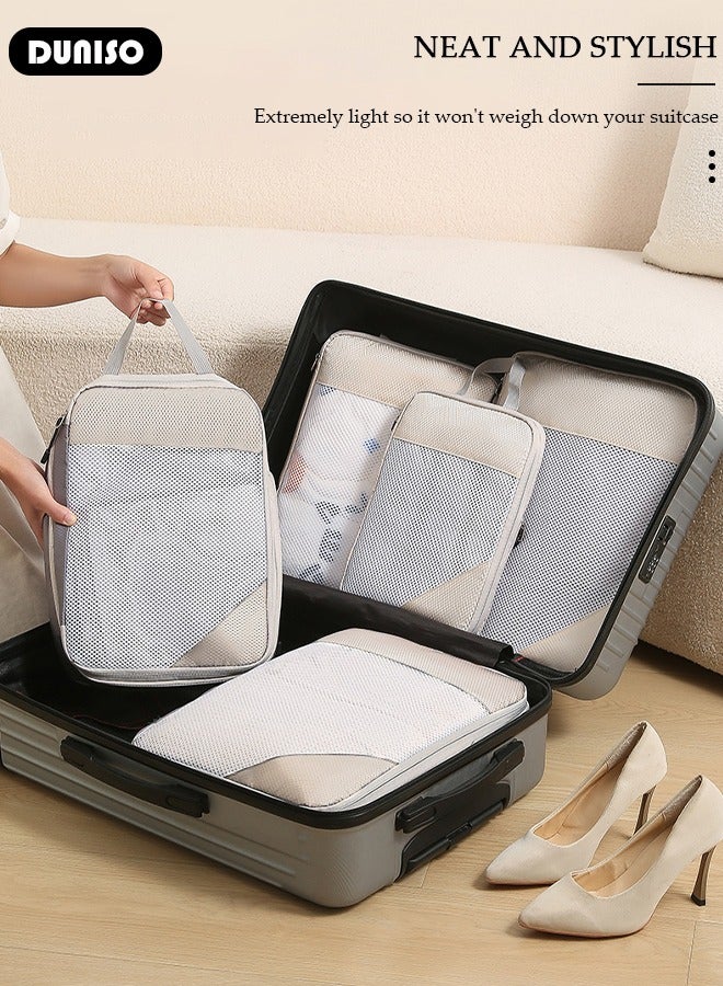 DUNISO 6 PCS Compression Packing Cubes for Suitcase, Waterproof Suitcase Organizer Bags, Compressible Packing Cubes for Carry on Suitcase, Expandable Packing Pouches, Lightweight Luggage Organizer Bags for Travel Essentials Accessories - Image 5