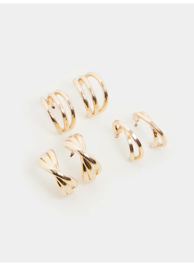 ستايلي Styli Set of 3 - Plain Half Hoop Earrings