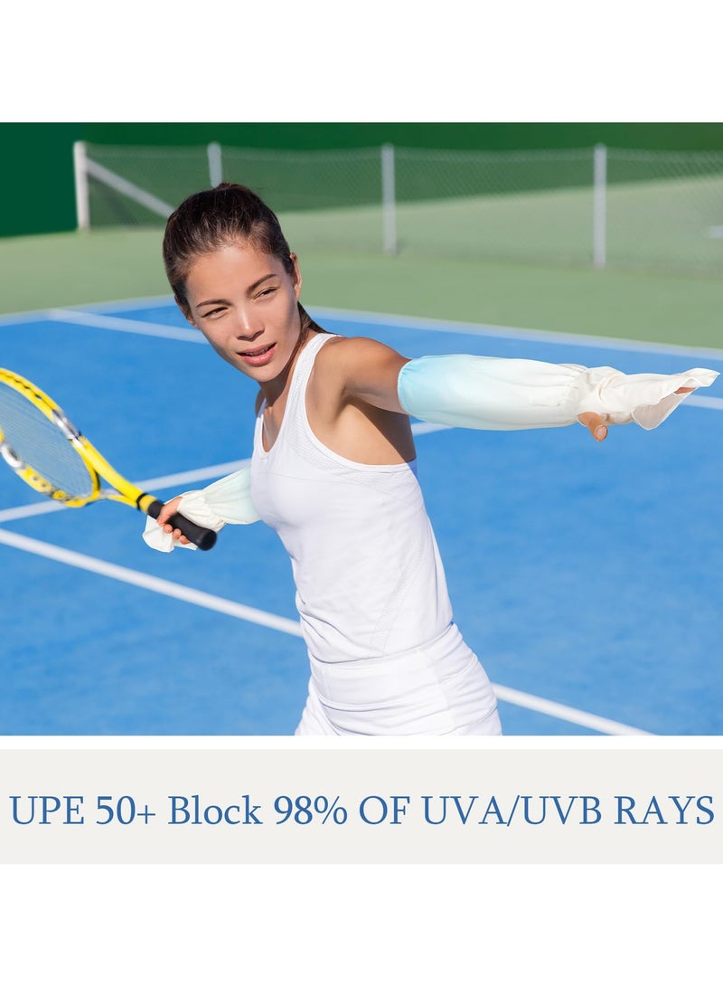 SOLARAE 2 Pair Sun Protection Sleeves Driving Fingerless Sun Sleeves Adjustable Arm Sleeve with Gloves UV Protection Cooling Arm Sleeves Cover for Gardening - Image 5