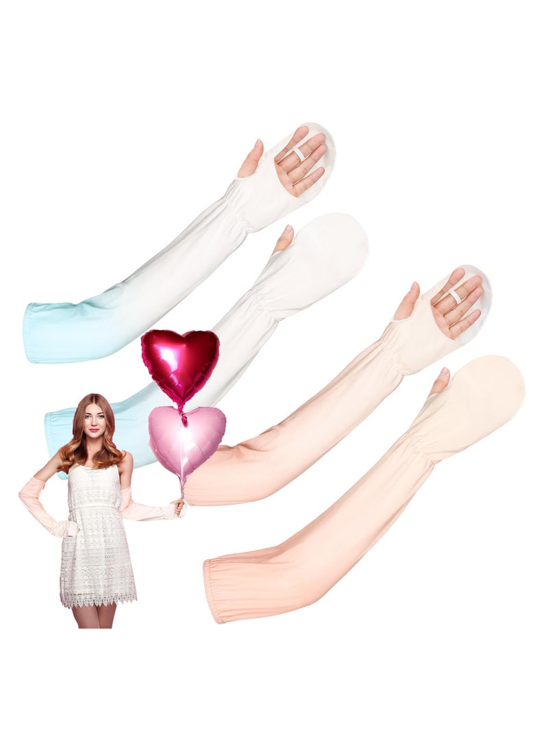 SOLARAE 2 Pair Sun Protection Sleeves Driving Fingerless Sun Sleeves Adjustable Arm Sleeve with Gloves UV Protection Cooling Arm Sleeves Cover for Gardening - Image 1