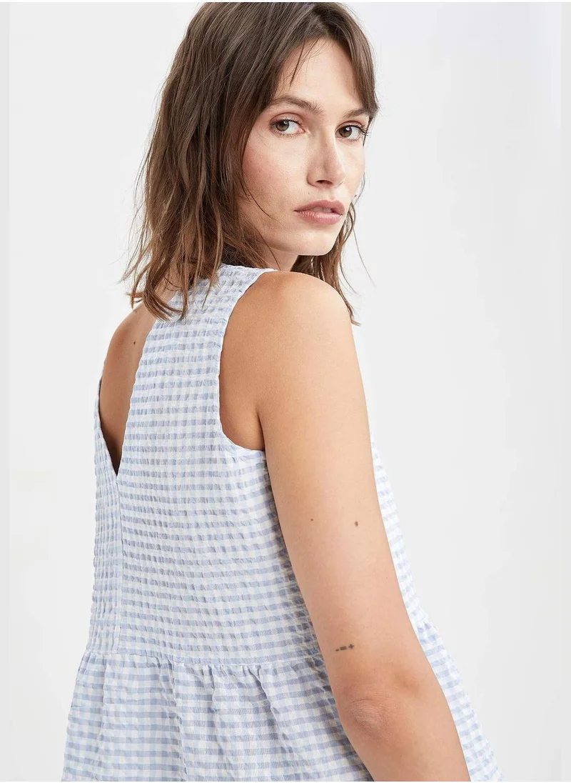 ديفاكتو Patterned Sleeveless Smock Dress