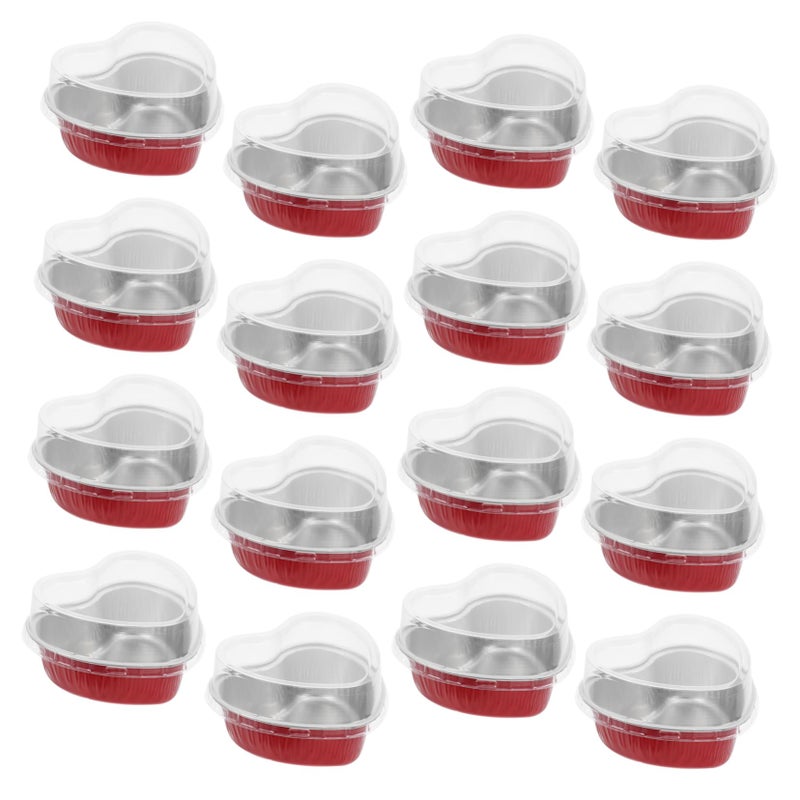 Heart Shaped Aluminum Foil Baking Cups 100ml 50 Sets with Lids for Party Food Takeaway - Image 2