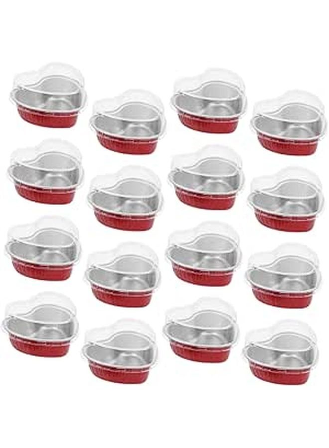 Heart Shaped Aluminum Foil Baking Cups 100ml 50 Sets with Lids for Party Food Takeaway - Image 1
