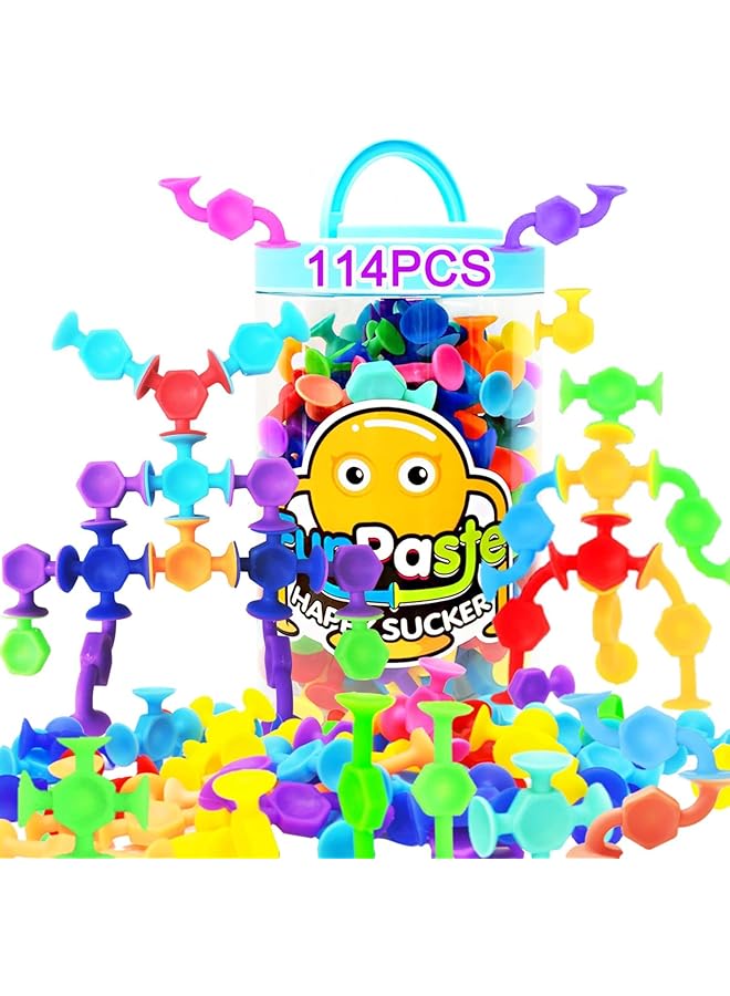 KASTWAVE 114Pc Suction Cup Building Toys Set Montessori Bath & Window Play Kit For Toddlers Kids Ages 3 8 Engaging Preschool Learning & Sensory Games For Family Ideal Autism Support Gift - Image 1