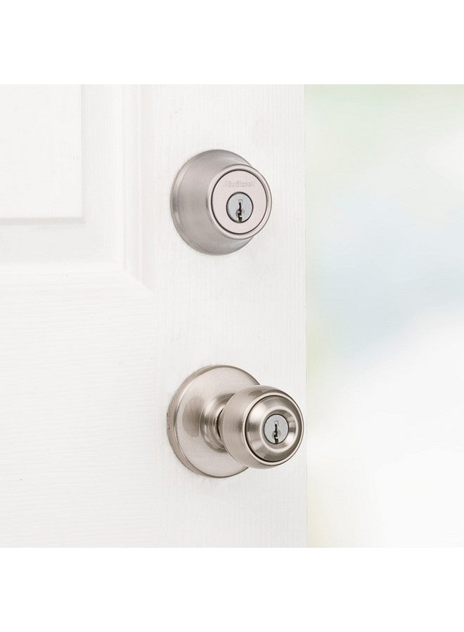 كويكسيت مجموعة مقبض دخول بولو Kwikset 96900-320 مع مزلاج أسطواني أحادي من النيكل الساتان - Image 4