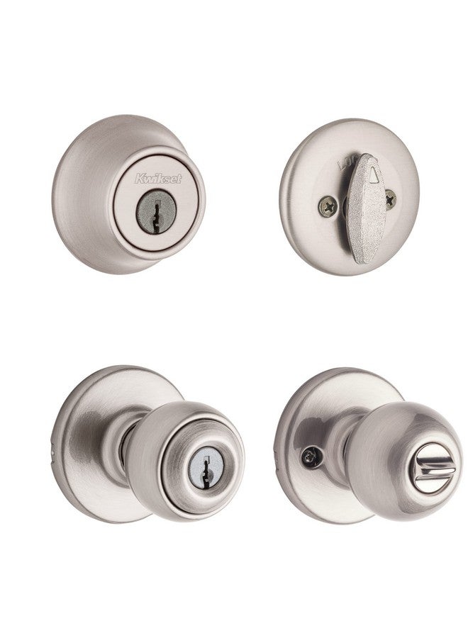 كويكسيت مجموعة مقبض دخول بولو Kwikset 96900-320 مع مزلاج أسطواني أحادي من النيكل الساتان - Image 3