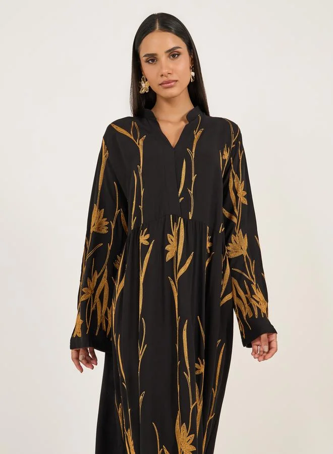 Styli All-Over Printed Collared A-Line Jalabiya