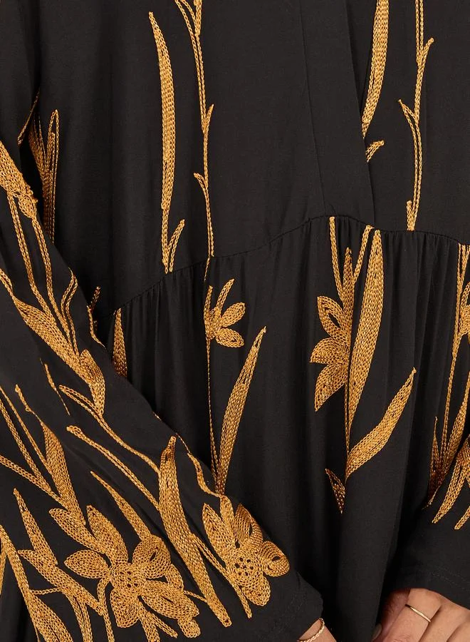 Styli All-Over Printed Collared A-Line Jalabiya