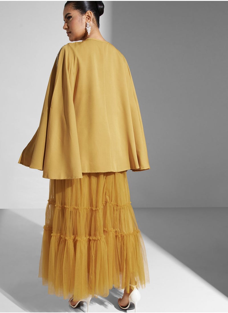 Threadz by Ajooni - Cape Detail Dress - Image 1