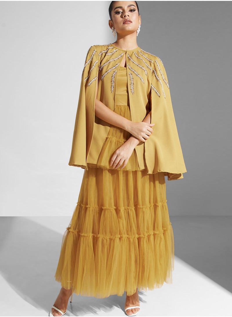Threadz by Ajooni - Cape Detail Dress - Image 1