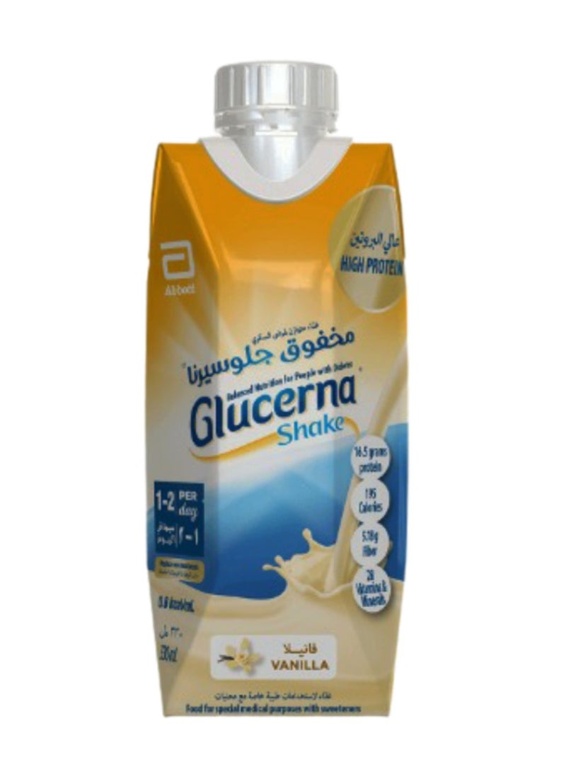 جلوسيرنا شيك بنكهة الفانيلا غذاء متوازن لمرضى السكر  330 مل× 18 ( عبوة واحدة ) - Image 1