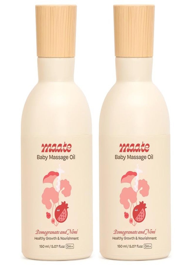 Maate Baby Massage Oil (Pack of 2*150ml) | Massage Oil for Newborn Baby & Kids | Enrich Brahmi & Pomegranate Seed Oil | Light & Non-Sticky | Baby Massage Oil 0-12yr | Gentle Baby's Skin | Cruelty-Free - Image 1