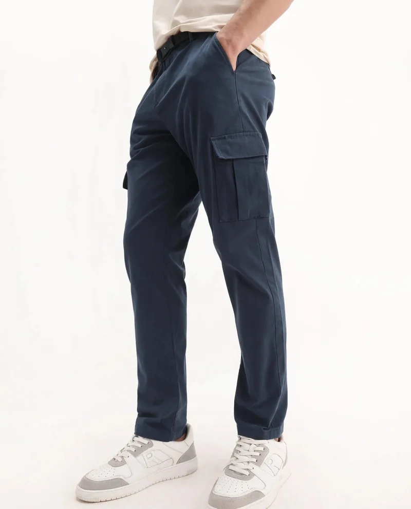 Rare Rabbit Men's Linen Blend Cargo Trousers
