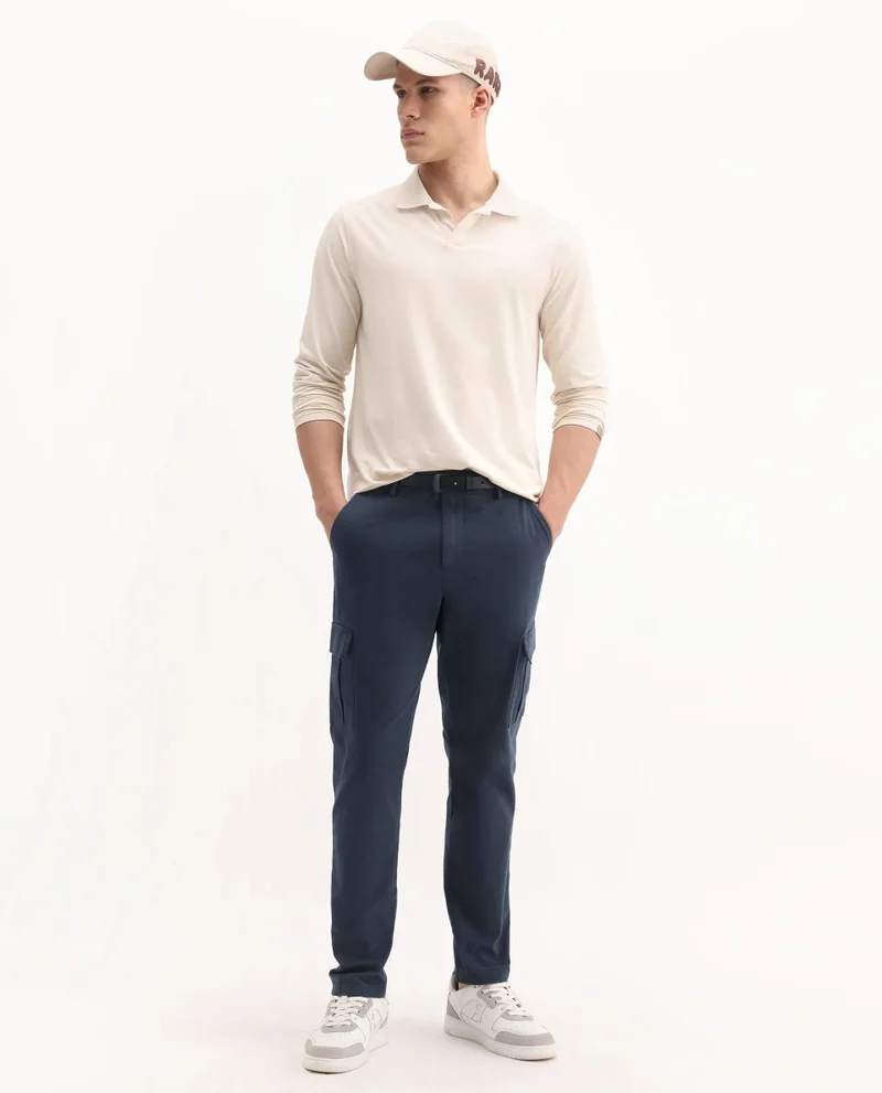 Rare Rabbit Men's Linen Blend Cargo Trousers