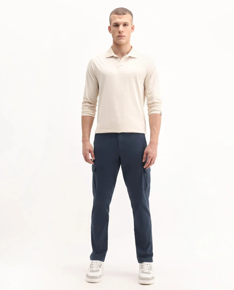 Rare Rabbit Men's Linen Blend Cargo Trousers