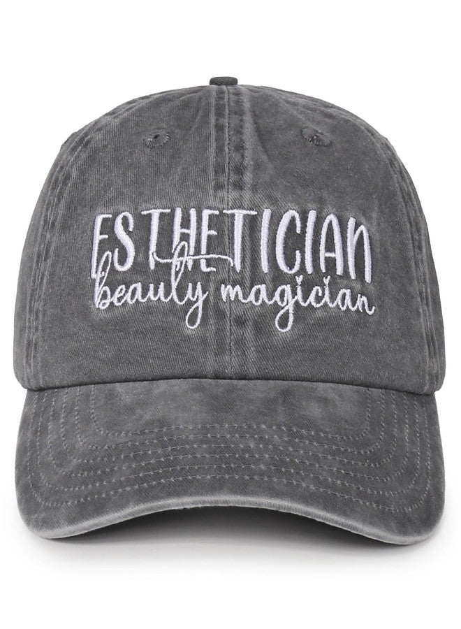 InnoBeta Esthetician Gifts Cap for Women - Adjustable Vintage Washed Cotton Embroidered Hat - Gift for Magic Beauty - Grey - Image 1