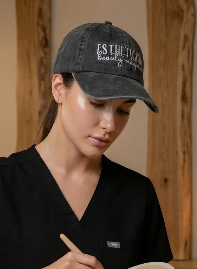 InnoBeta Esthetician Gifts Cap for Women - Adjustable Vintage Washed Cotton Embroidered Hat - Gift for Magic Beauty - Grey - Image 5
