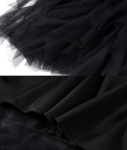 Femiserah Women's Long Rainbow A Line Tulle Tutu Skirts Tiered Skirt Petticoat（One Size, Tulle Black - Image 5