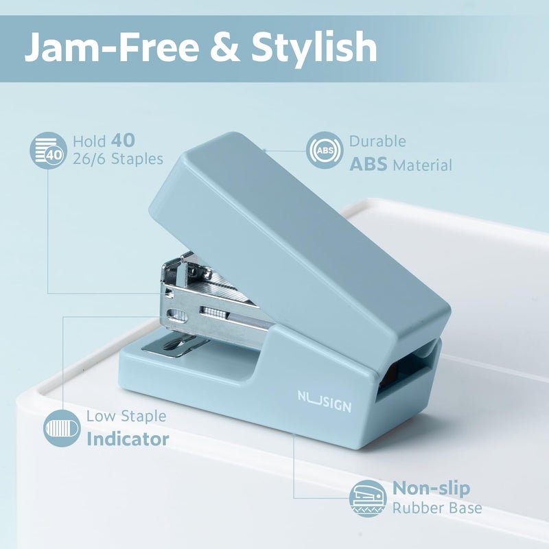 NUSIGN Mini Stapler with 830 Staples, Small Cute Desk Staplers, 25 Sheet Capacity, Blue - Image 4