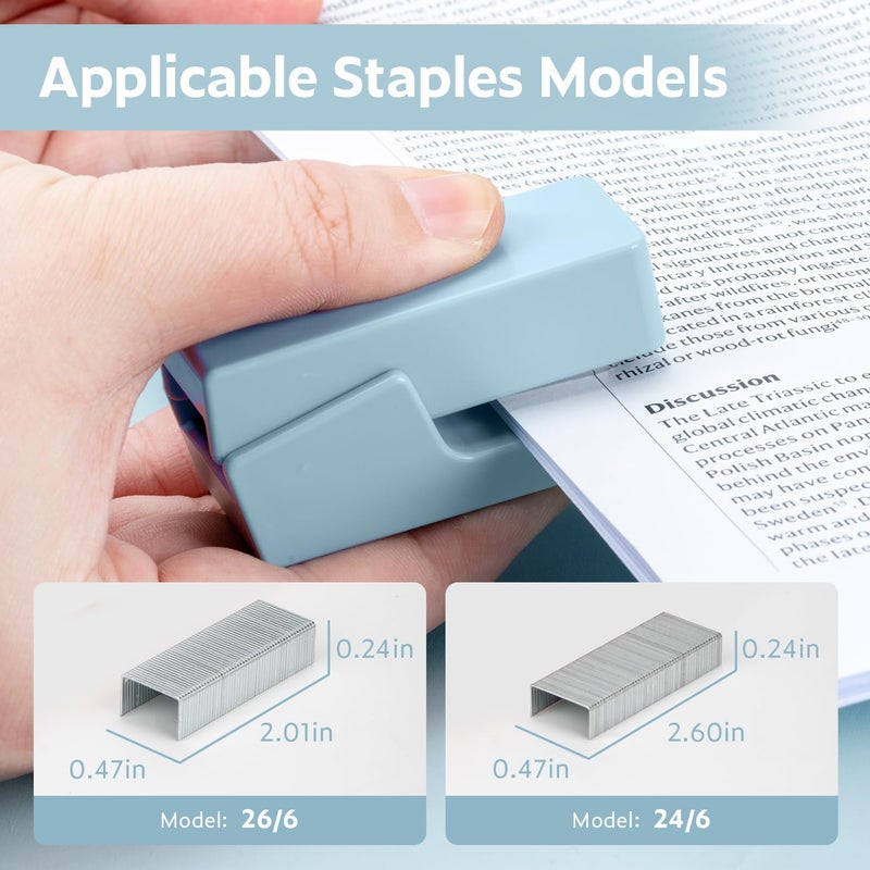 NUSIGN Mini Stapler with 830 Staples, Small Cute Desk Staplers, 25 Sheet Capacity, Blue - Image 3