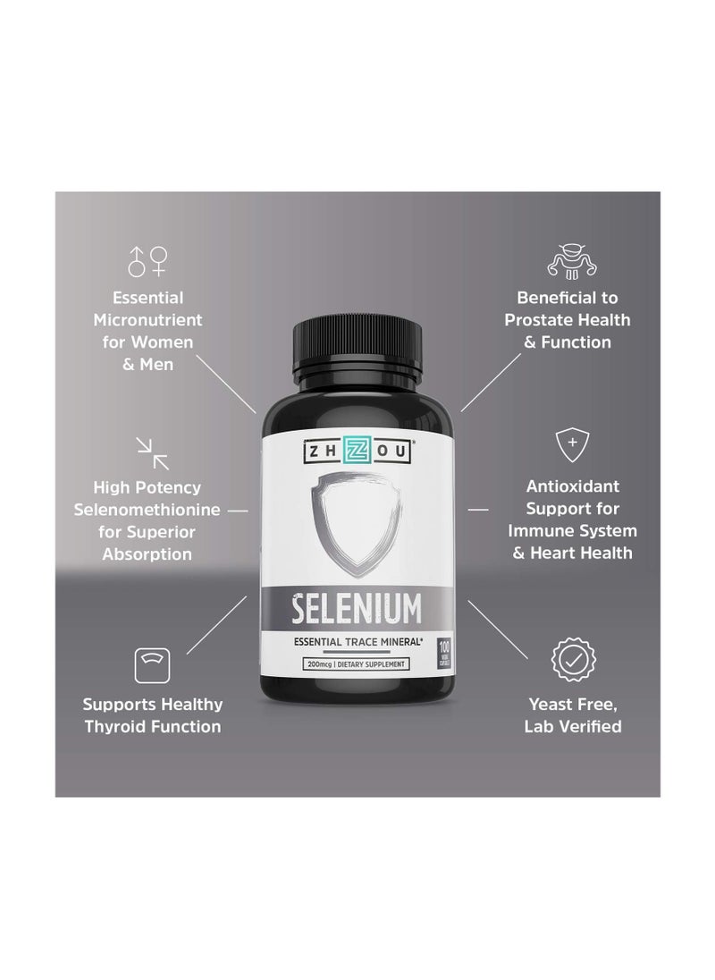 Zhou - Selenium 200mcg essential trace mineral 100 Veg Caps - Image 1