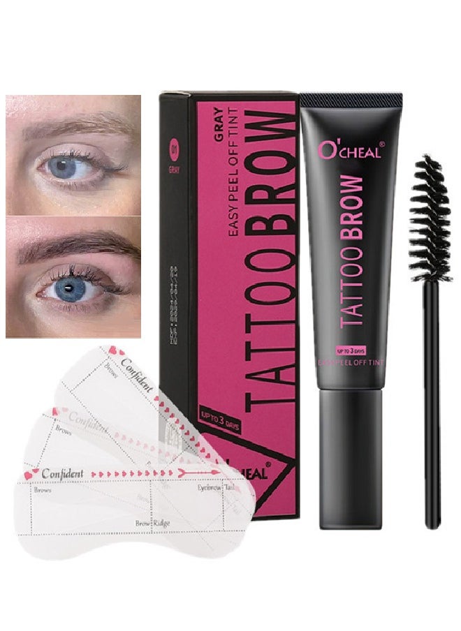 OCHEAL - Tattoo Brow, Waterproof Long Lasting Peel Off Tattoo Eye Brow Gel, Semi Permanent Brow Tint, Last Up to 3 Days, Eyebrow Pencil for Fuller Defined Looking Brows（ GRAY） - Image 1
