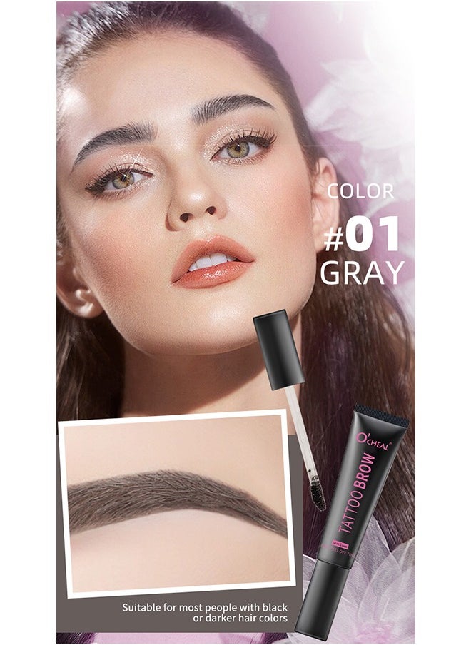 OCHEAL - Tattoo Brow, Waterproof Long Lasting Peel Off Tattoo Eye Brow Gel, Semi Permanent Brow Tint, Last Up to 3 Days, Eyebrow Pencil for Fuller Defined Looking Brows（01 GRAY） - Image 1
