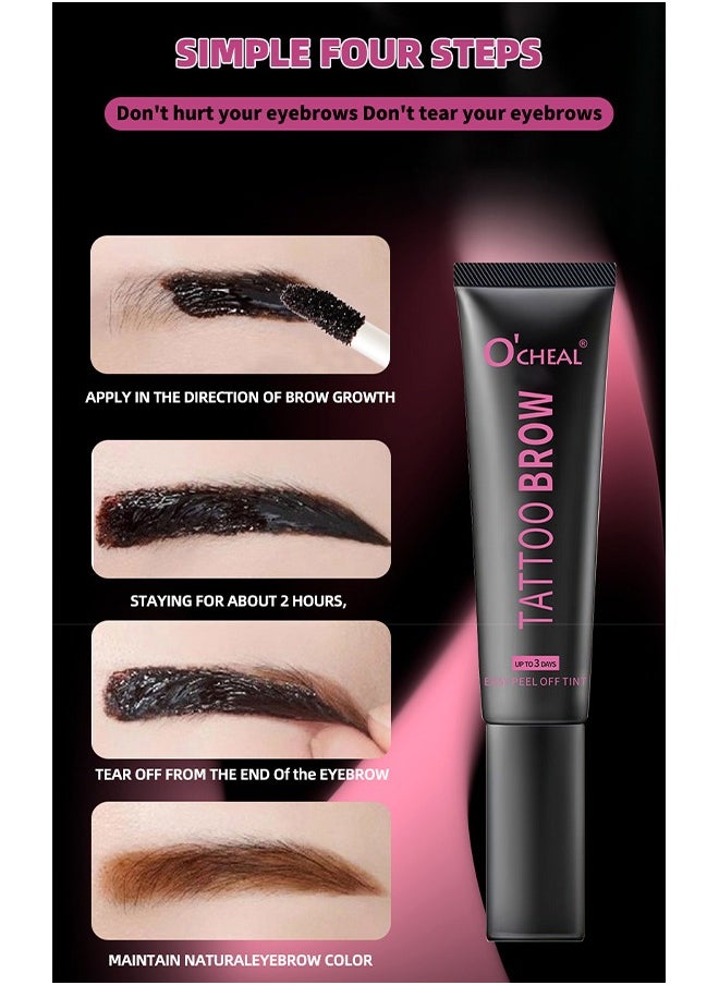 OCHEAL - Tattoo Brow, Waterproof Long Lasting Peel Off Tattoo Eye Brow Gel, Semi Permanent Brow Tint, Last Up to 3 Days, Eyebrow Pencil for Fuller Defined Looking Brows（01 GRAY） - Image 1