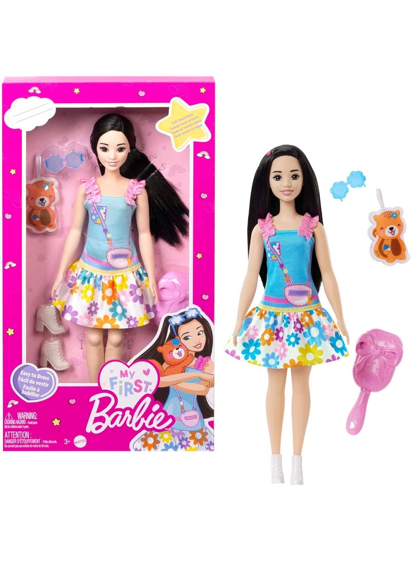 Barbie Doll for Preschoolers, My First Barbie Renee Doll, 13.5 Inch doll, Black Hair, Kids Toys and Gifts, Plush Squirrel, Accessories, Soft Poseable Body, from 3 Years, HLL22 - Image 1