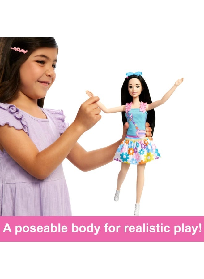 Barbie Doll for Preschoolers, My First Barbie Renee Doll, 13.5 Inch doll, Black Hair, Kids Toys and Gifts, Plush Squirrel, Accessories, Soft Poseable Body, from 3 Years, HLL22 - Image 3